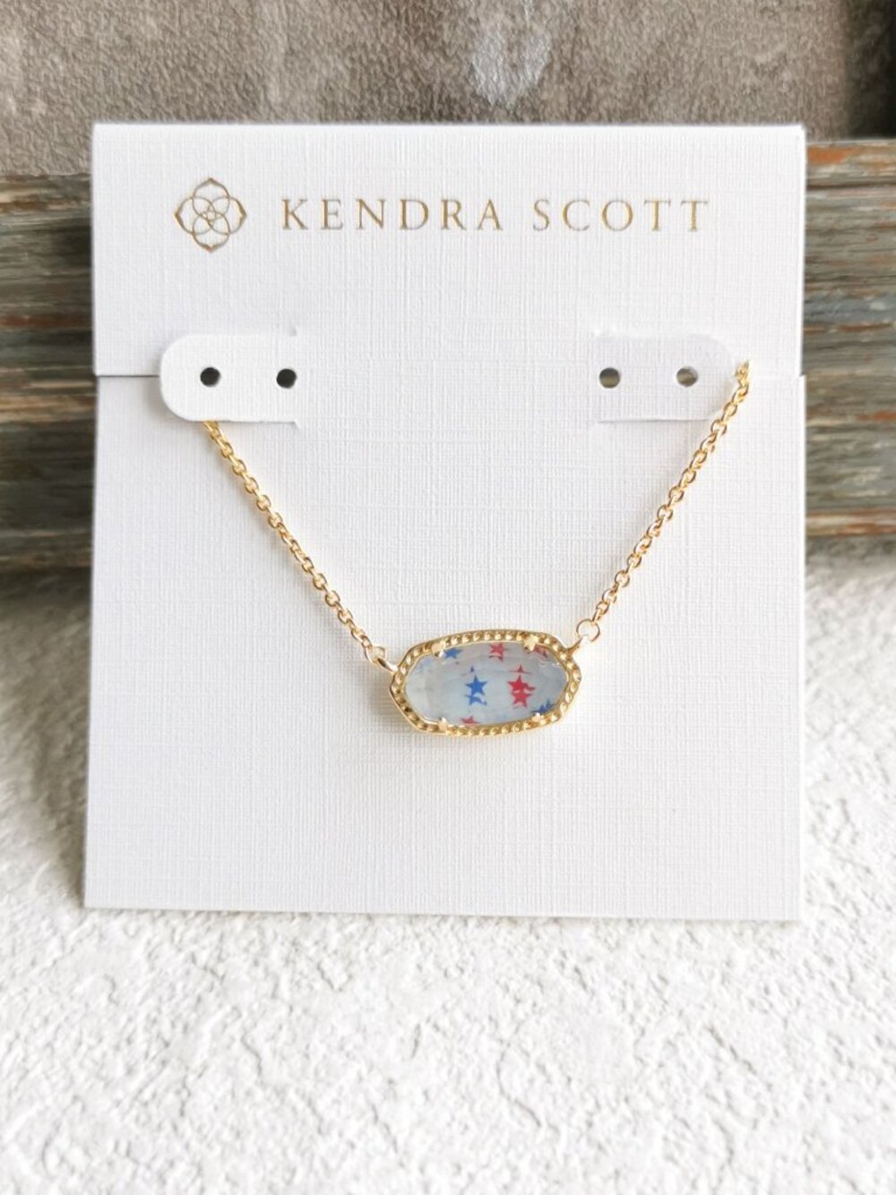 Kendra Scott ❤️ Elisa Gold Red White Blue Star Necklace